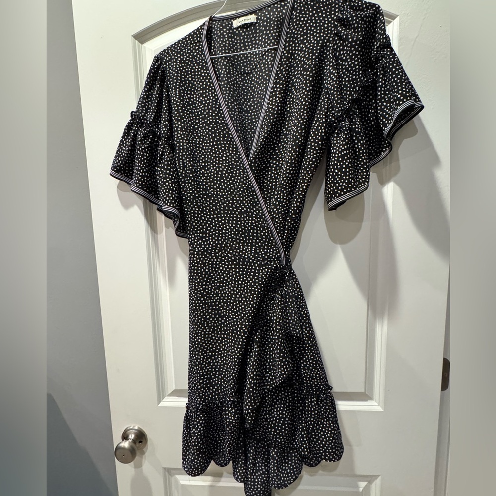 Max studio Black and White Polka Dot Wrap Dress size M